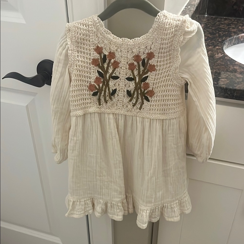 Zara Cream Dress with Floral Detail